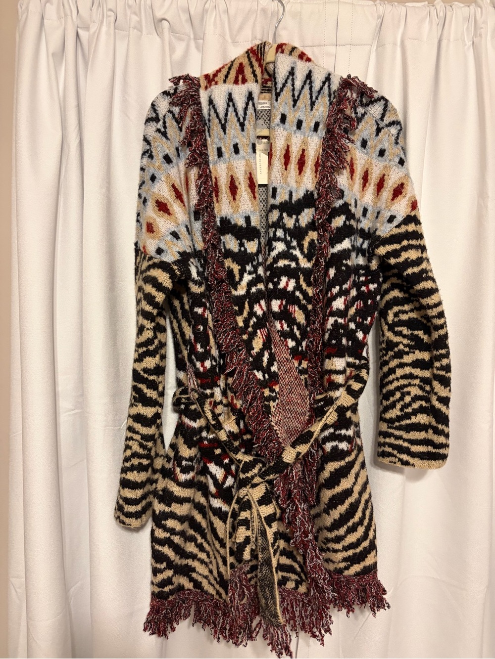 Anthropologie Multi-Color Fringe Open-Front Cardigan